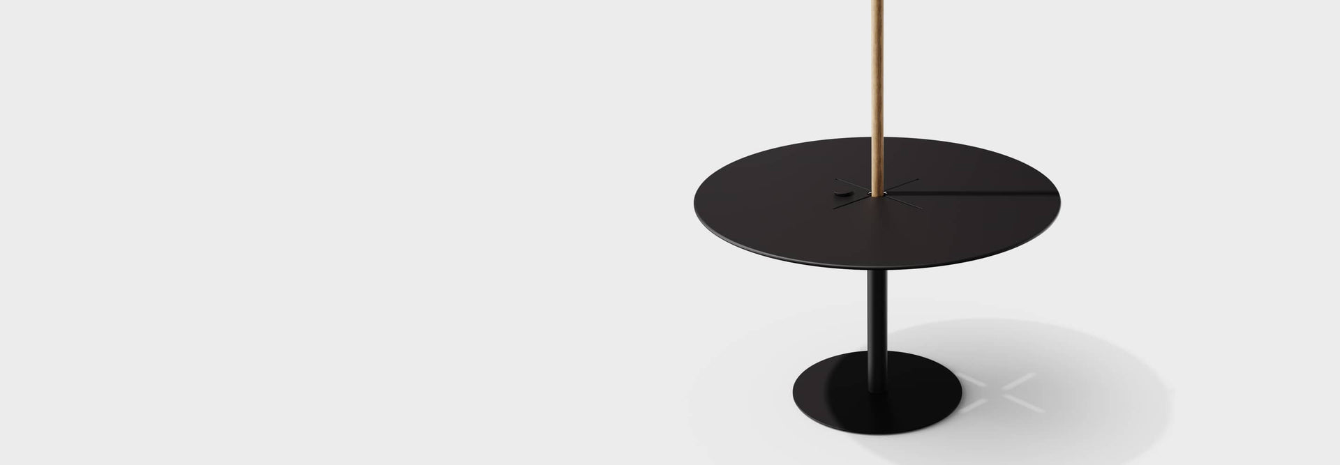 Neighbor black round outdoor table with umbrella stand
