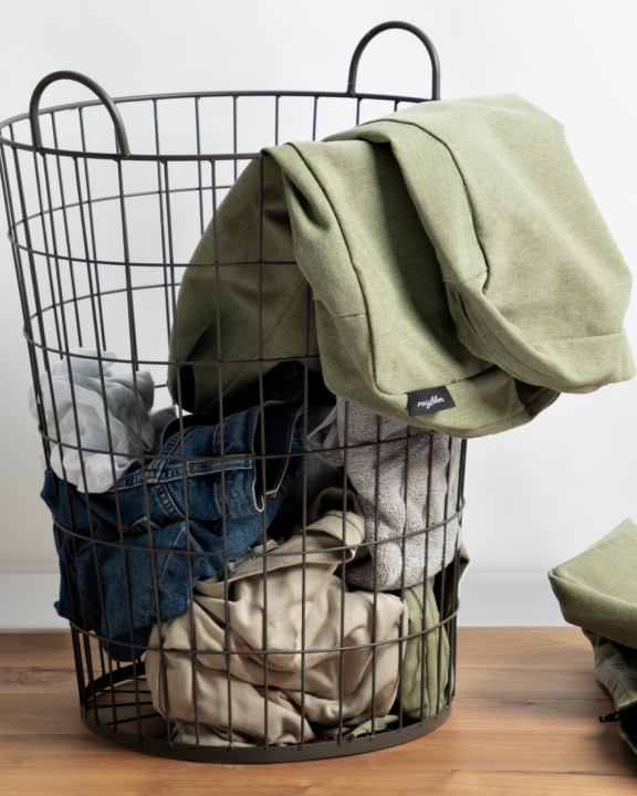 Neighbor outdoor cushion covers hanging out a basket