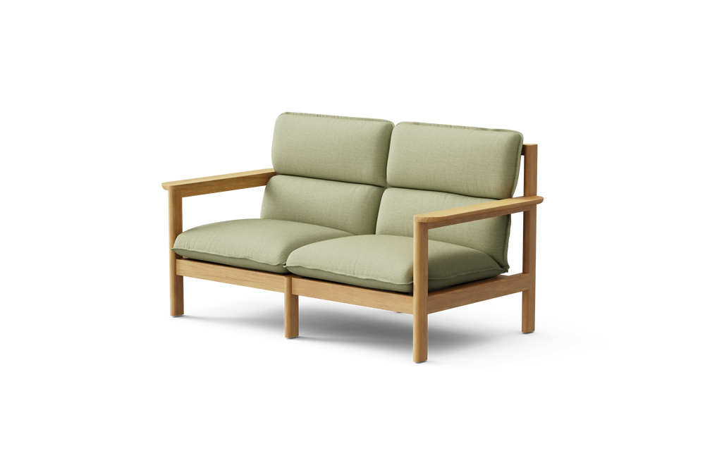 Felloe Loveseat, with arms, in Heritage Leaf, three-quarter view