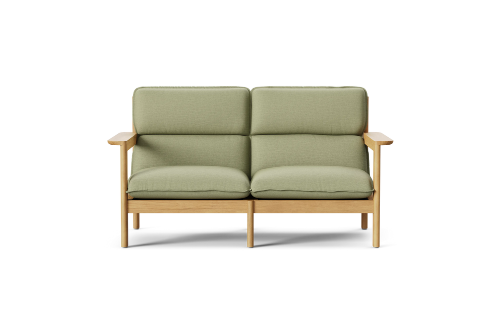 Felloe Loveseat, with arms, in Heritage Leaf, front view