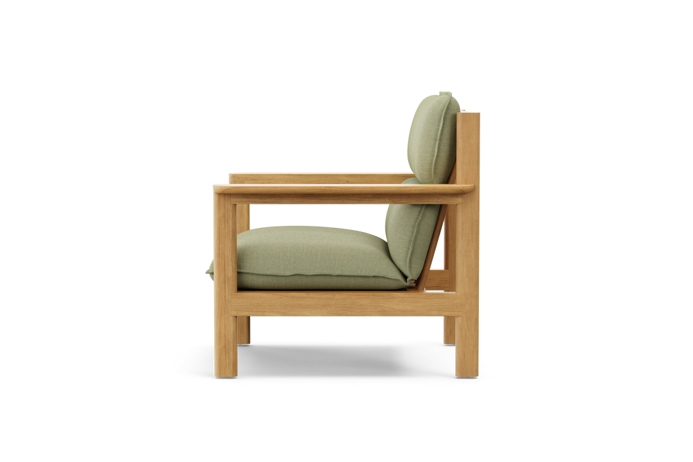 Felloe Loveseat, with arms, in Heritage Leaf, profile view