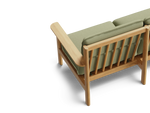 Felloe Loveseat, with arms, in Heritage Leaf, rear overhead view