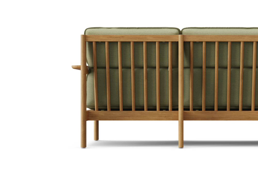 Felloe Loveseat, with arms, in Heritage Leaf, rear view, straight on