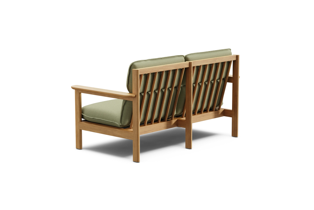 Felloe Loveseat, with arms, in Heritage Leaf, rear view