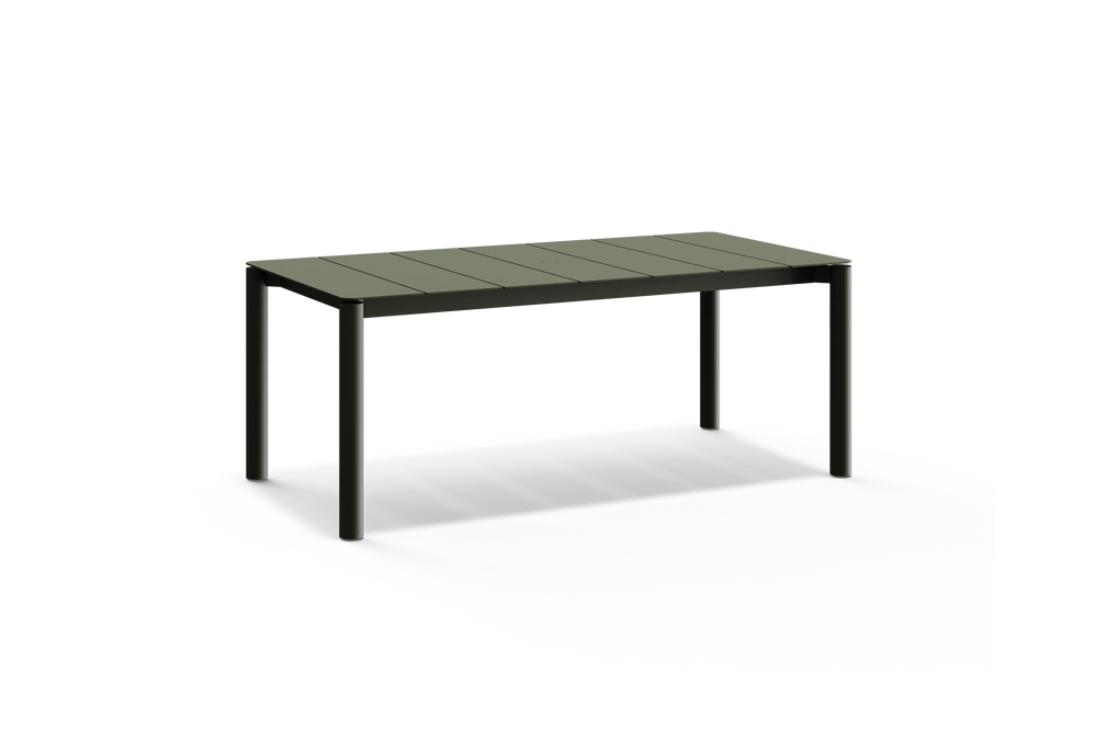 Bandwidth Dining Table, in Olive, three-quarter view
