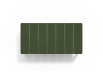 Bandwidth Dining Table, in Olive, overhead view