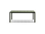 Bandwidth Dining Table, in Olive, profile view