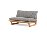 Dweller Outdoor Settee, in Hound, three-quarter view