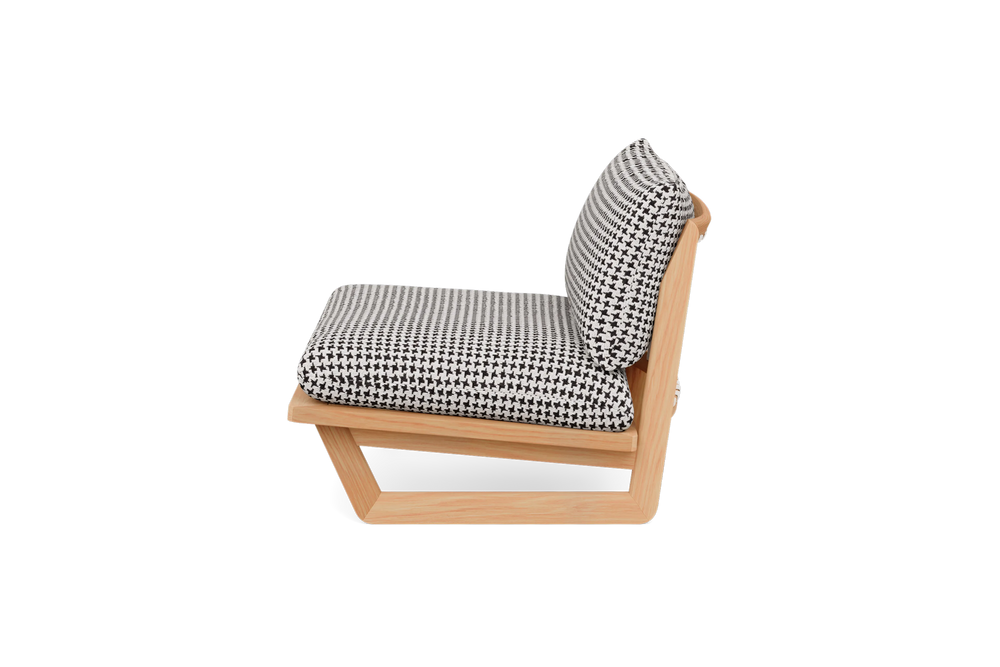 Dweller Outdoor Settee, in Hound, profile view