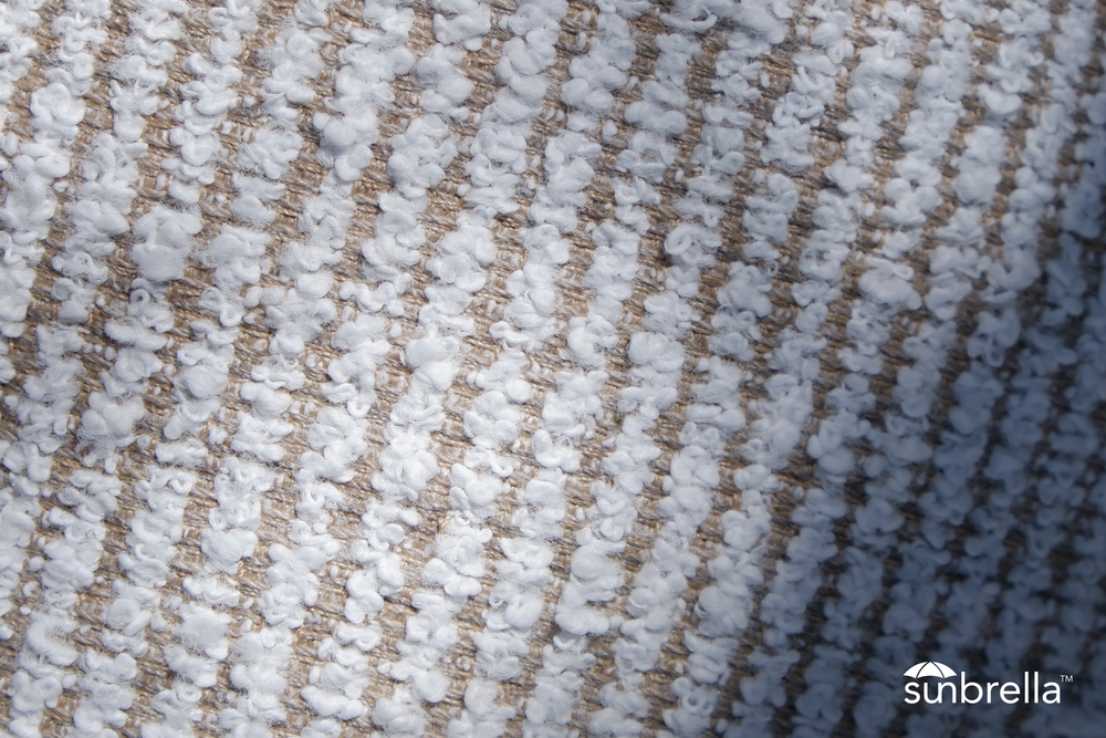 Dweller cushion in Berber Rib Dune Sunbrella — fabric closeup