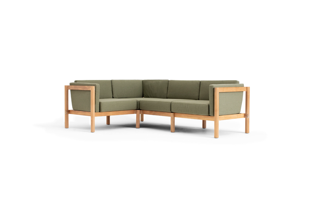 Haven Sectional, with cushion arms, in Leaf, three-quarter view