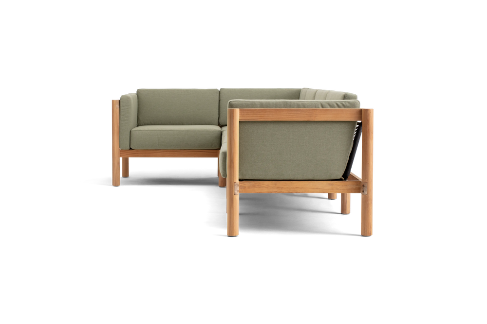 Haven Sectional, with cushion arms, in Leaf, profile view