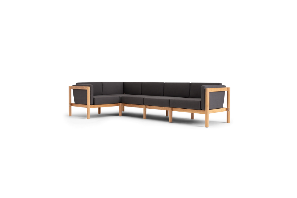 Haven Sectional, with cushion arms, in Coal, three-quarter view