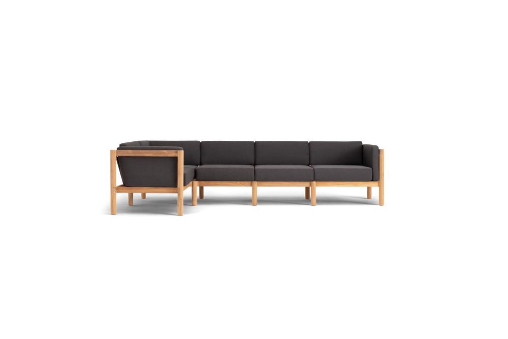 Haven Sectional, with cushion arms, in Coal, front view