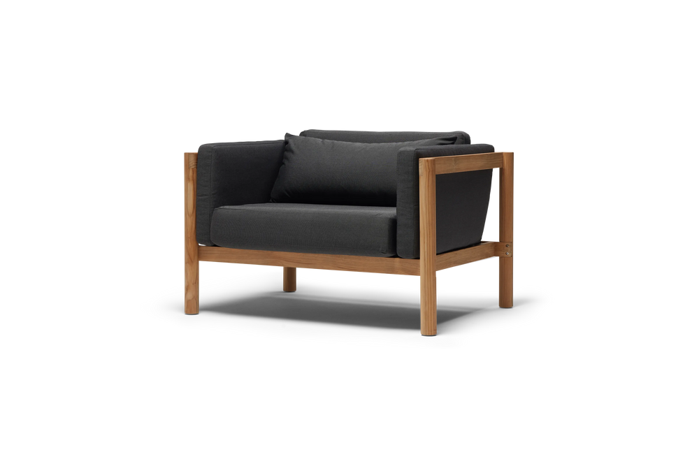 Haven Chair and a Half, in Coal, three-quarter view