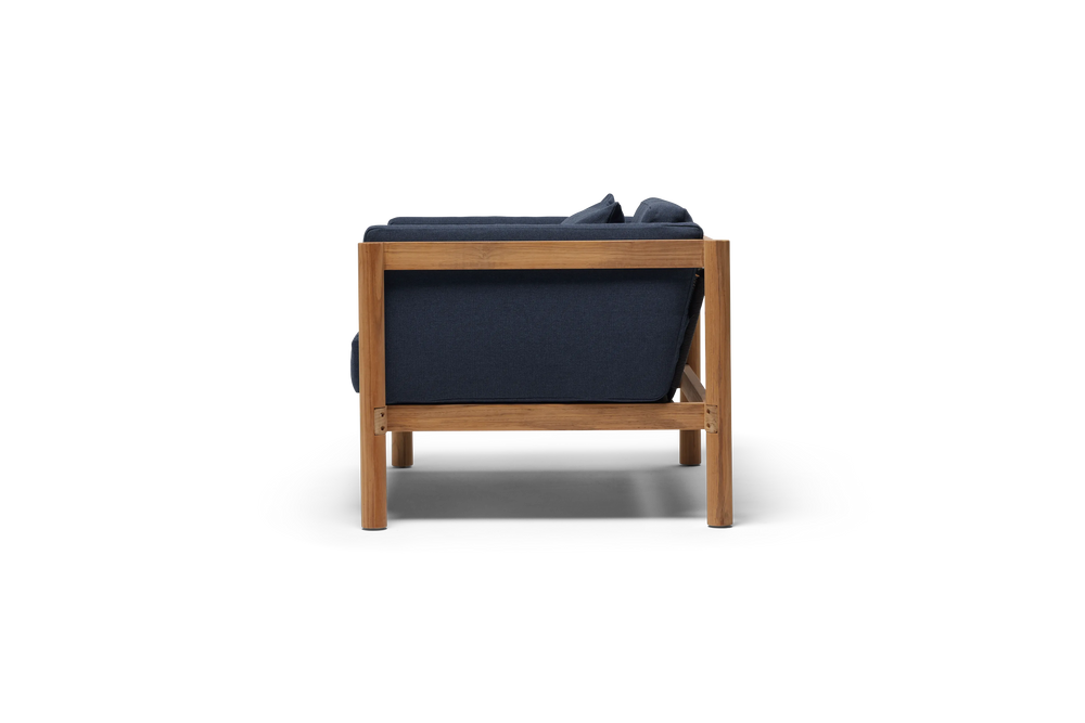 Haven Chair and a Half, in Indigo, profile view