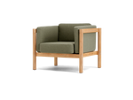 Haven Chair, with cushion arms, in Leaf, three-quarter view