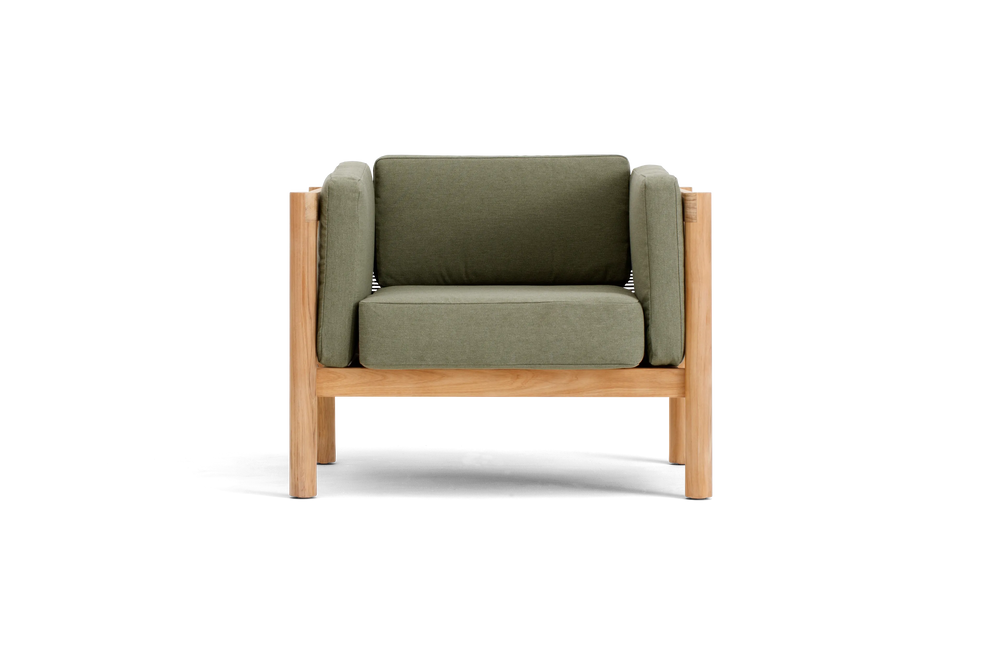 Haven Chair, with cushion arms, in Leaf, front view