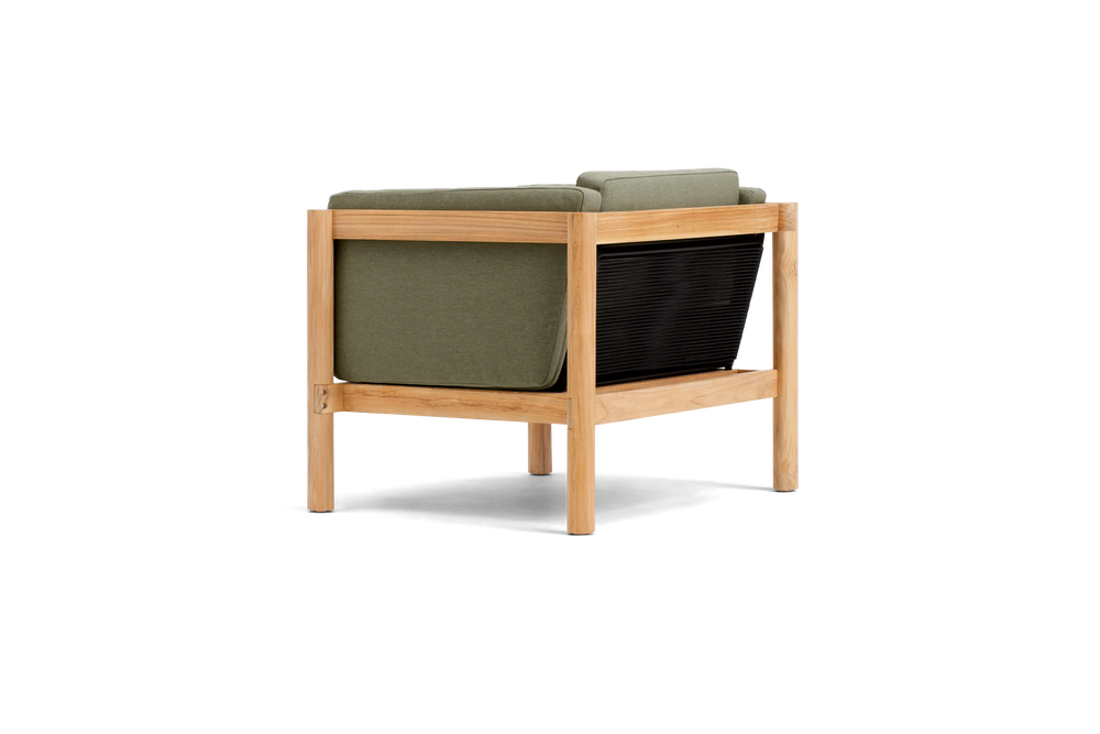 Haven Chair, with cushion arms, in Leaf, rear view