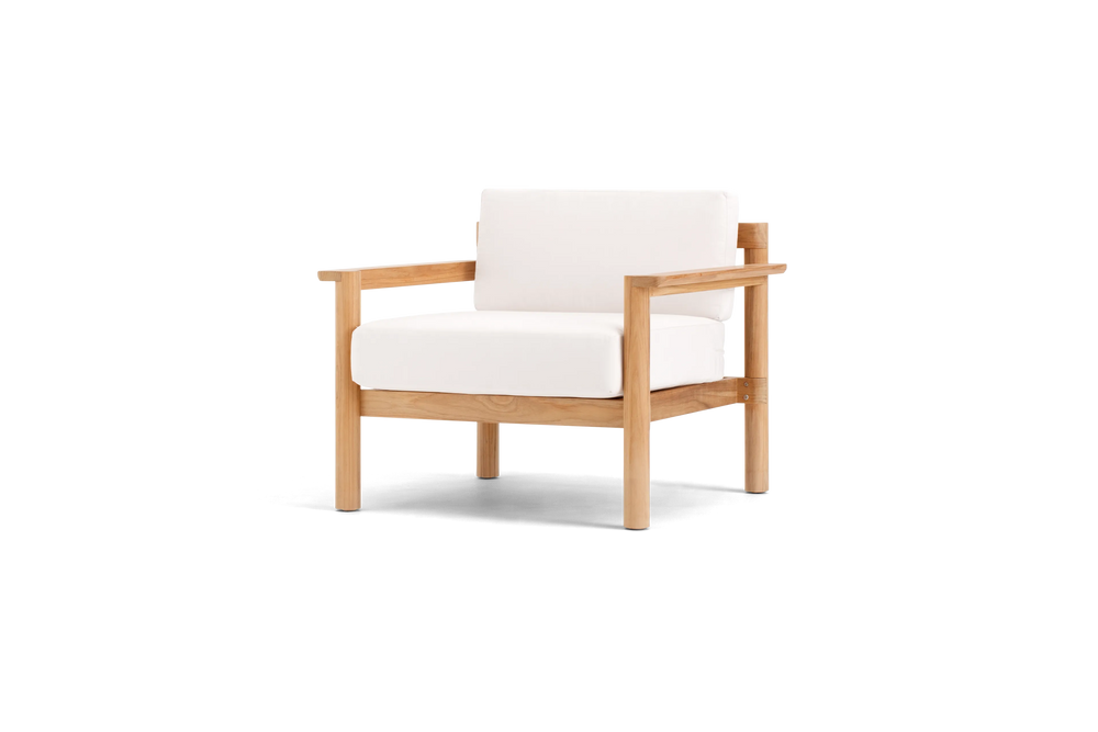 Haven Chair, with teak arms, in Canvas, three-quarter view