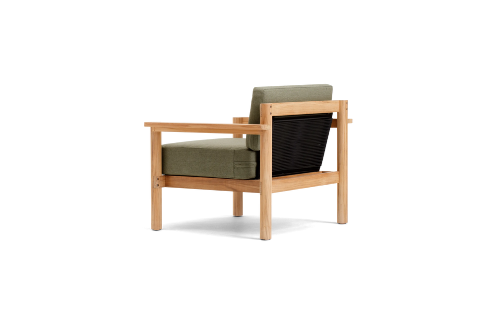 Haven Chair, with teak arms, in Leaf, rear view