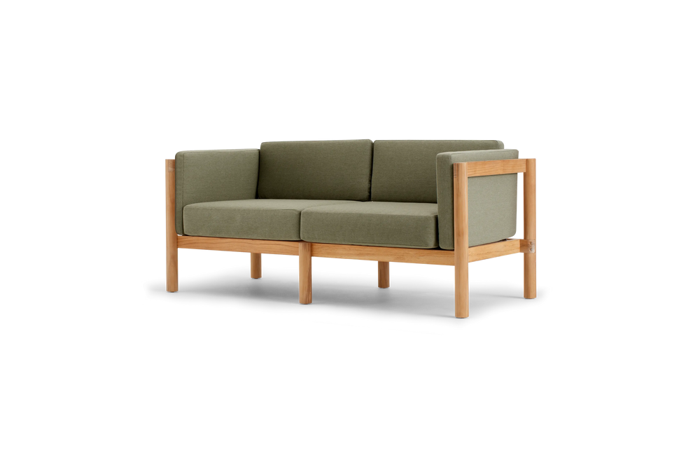 Haven Loveseat, with cushion arms, in Leaf, three-quarter view