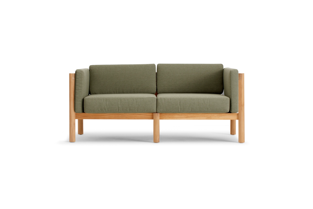 Haven Loveseat, with cushion arms, in Leaf, front view