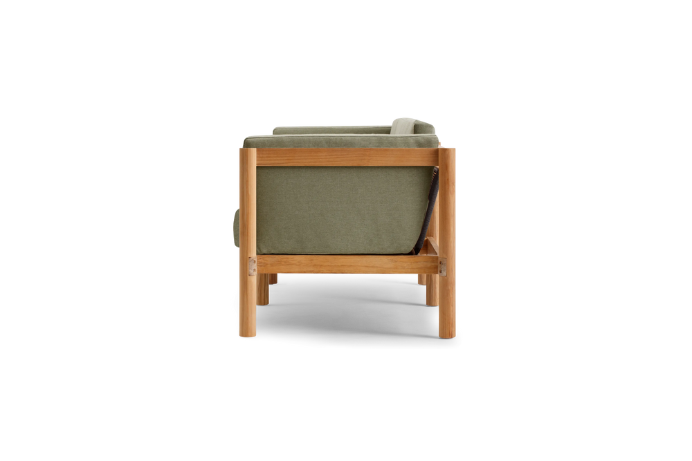 Haven Loveseat, with cushion arms, in Leaf, profile view