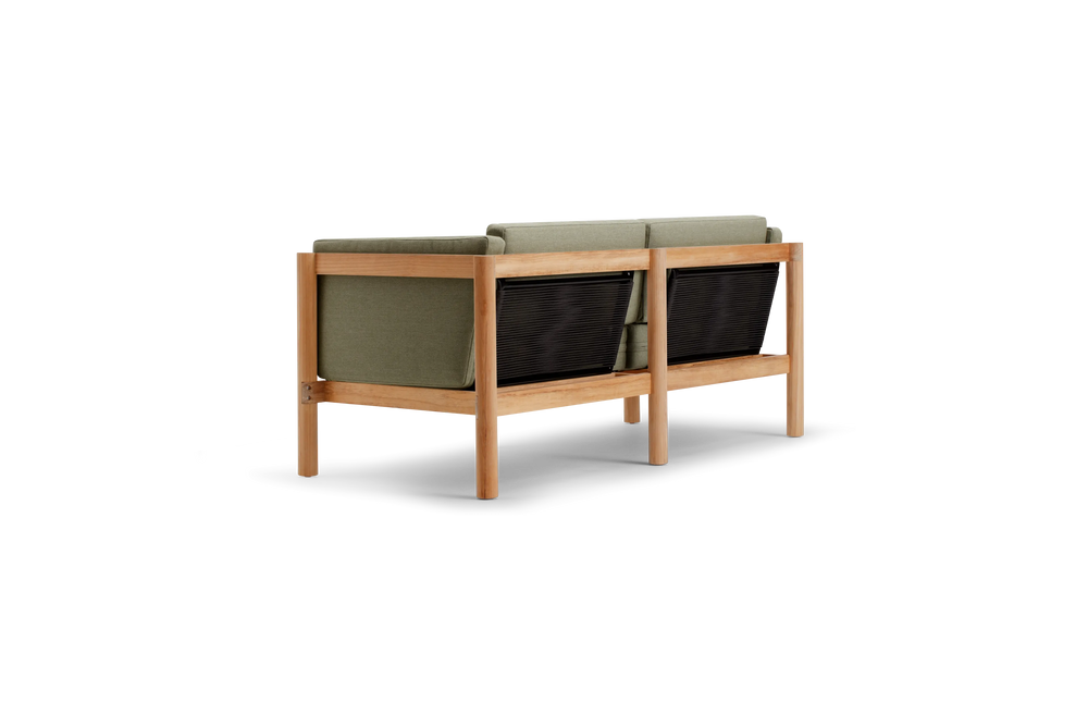 Haven Loveseat, with cushion arms, in Leaf, rear view