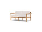 Haven Loveseat, with teak arms, in Canvas, three-quarter view