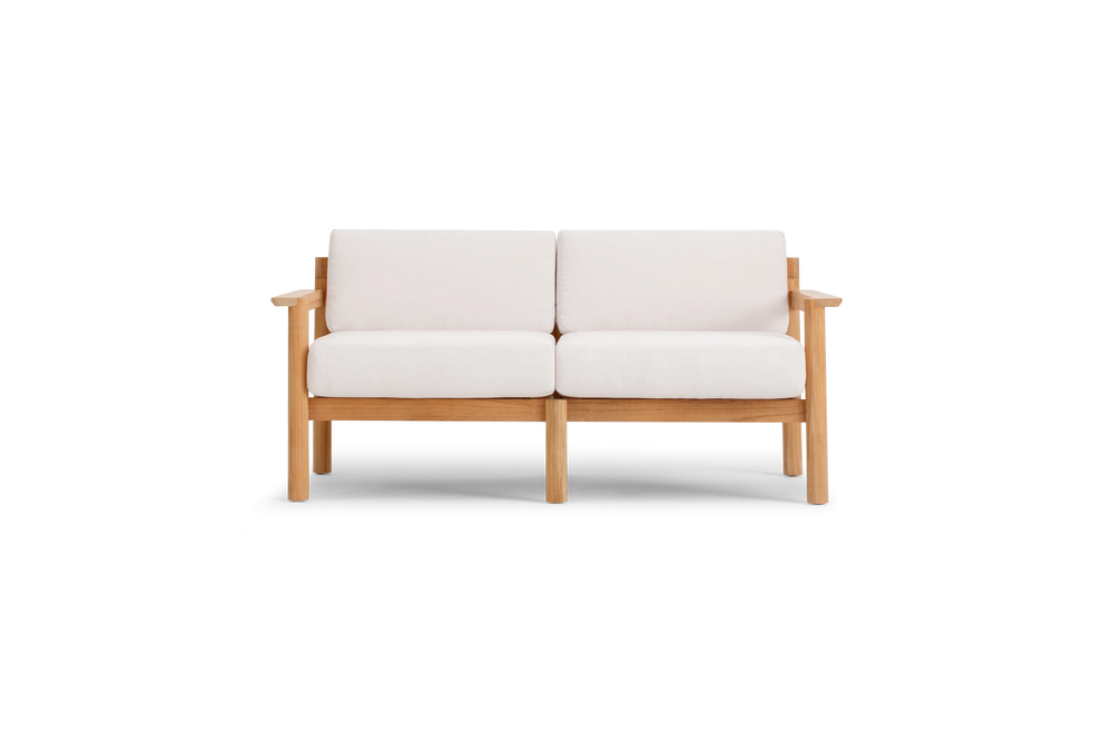 Haven Loveseat, with teak arms, in Canvas, front view