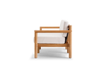 Haven Loveseat, with teak arms, in Canvas, profile view