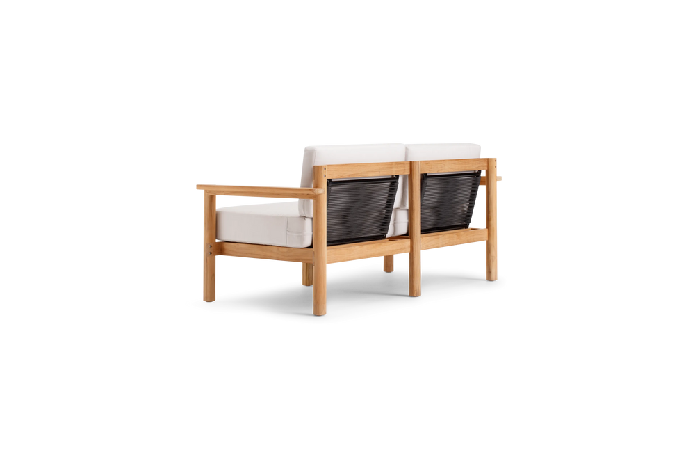 Haven Loveseat, with teak arms, in Canvas, rear view