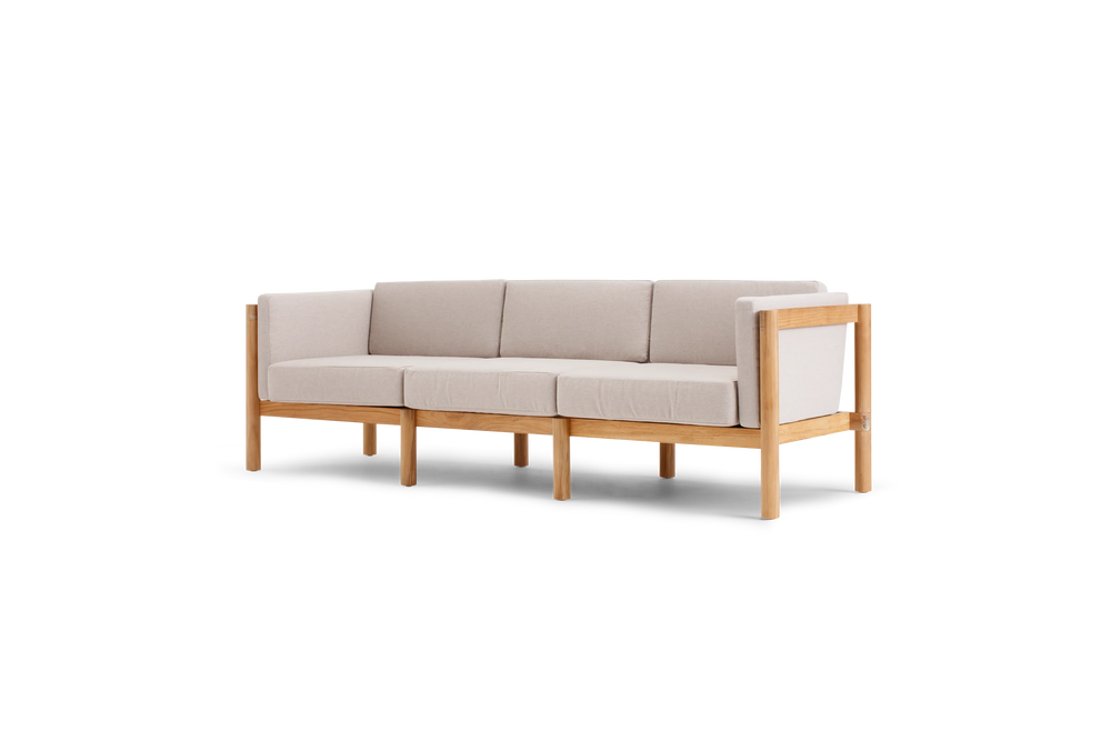 Haven Sofa, with cushion arms, in Ashe, three-quarter view