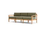 Haven Sofa, with teak arms, in Leaf, three-quarter view