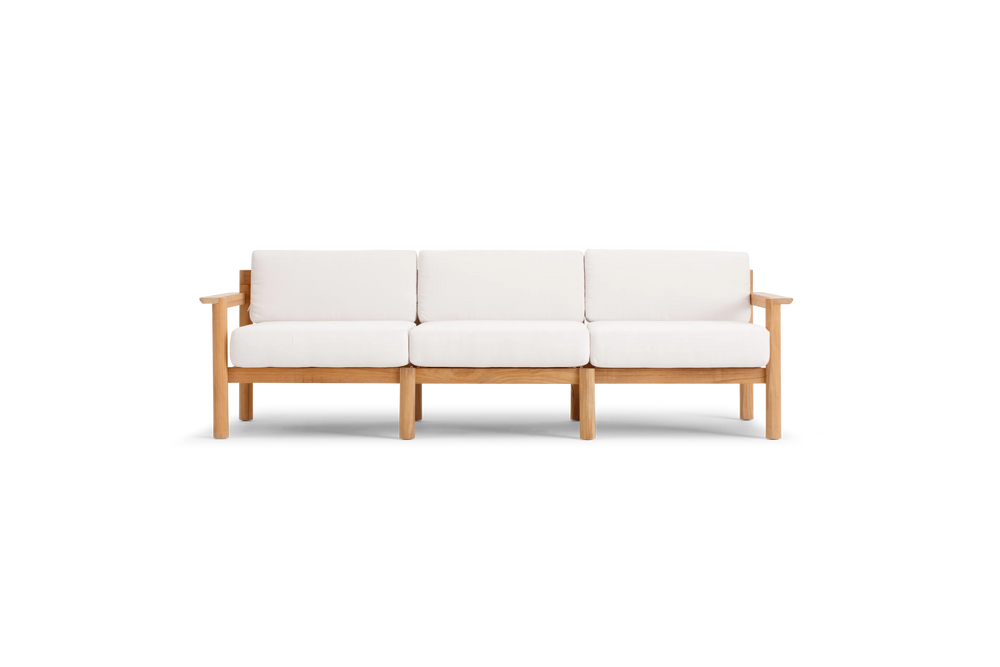 Haven Sofa, with teak arms, in Canvas, front view