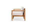 Haven Sofa, with teak arms, in Canvas, profile view