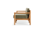Haven Sofa, with teak arms, in Leaf, profile view