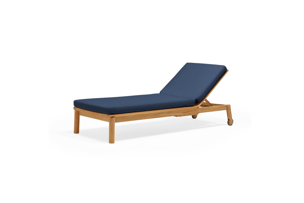 Haven Sun Lounger, in Indigo, three-quarter view