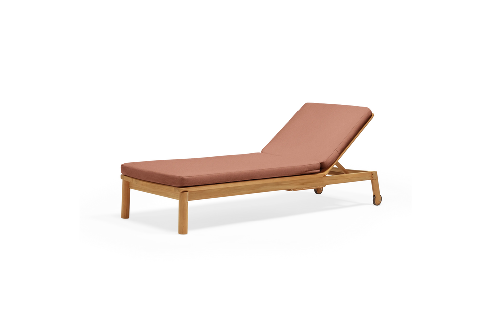 Haven Sun Lounger, in Rust, three-quarter view