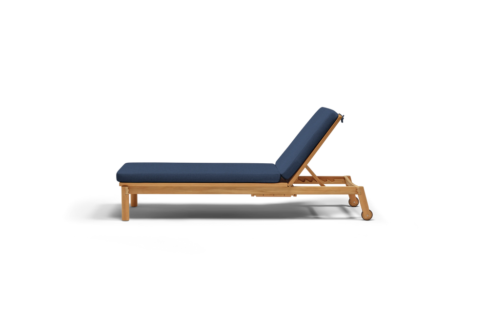 Haven Sun Lounger, in Indigo, profile view