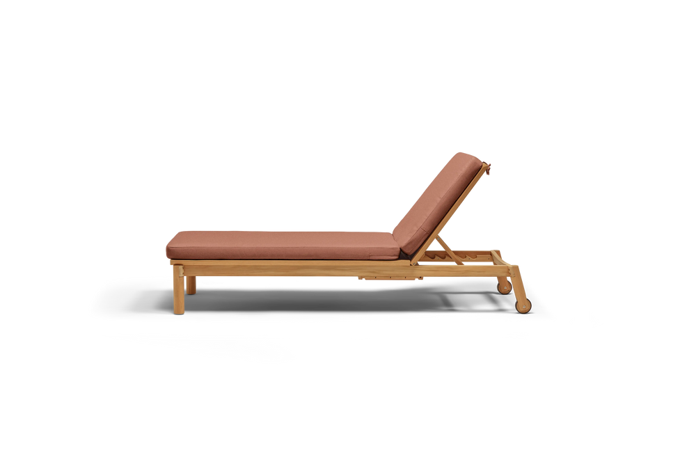 Haven Sun Lounger, in Rust, profile view