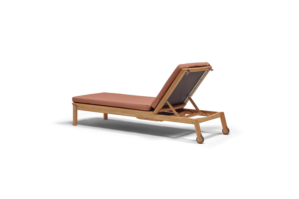 Haven Sun Lounger, in Rust, rear view