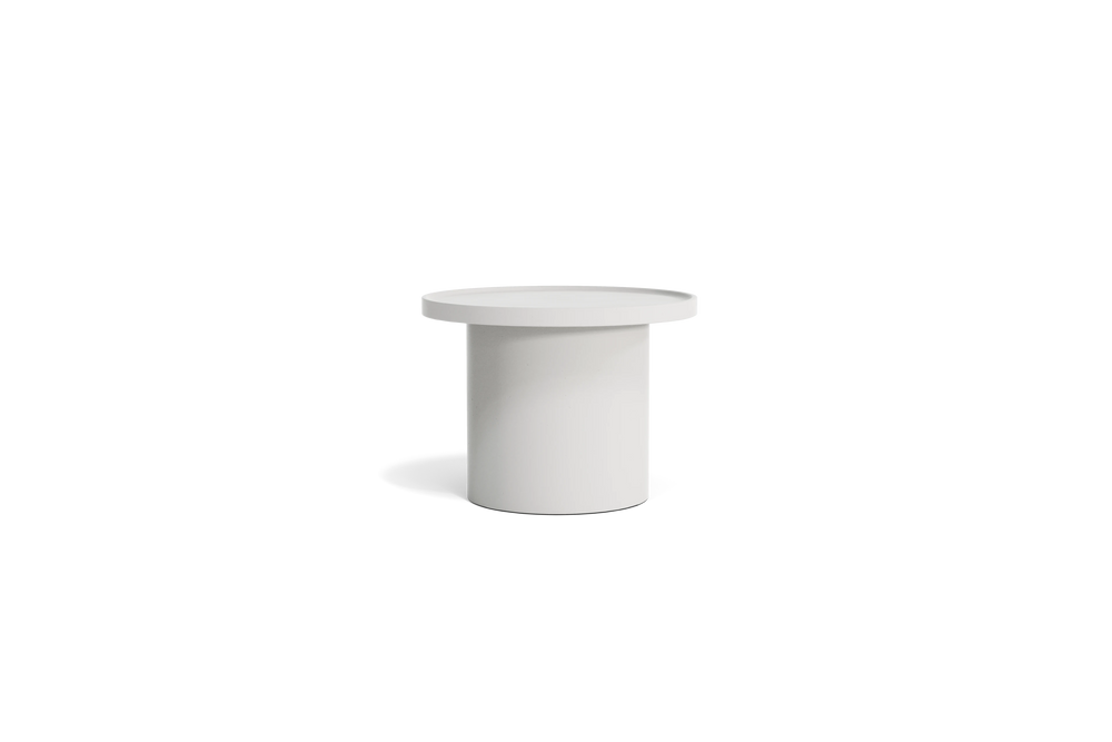 Neighbor Ped Side Table Short in Bone, side profile view
