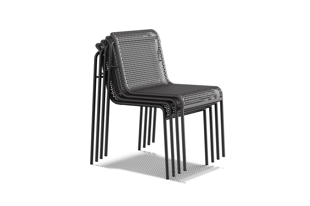 Perf Dining Chair (Set of 2), in Charcoal, three-quarter view, stacked