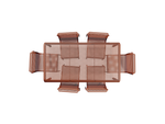 Perf Dining Set, in Rust, overhead view