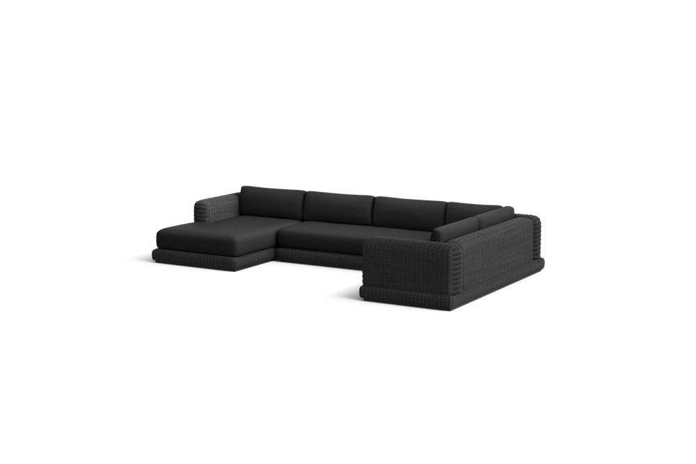 Roundabout Chaise Sectional, left-facing, in Charcoal, three-quarter view