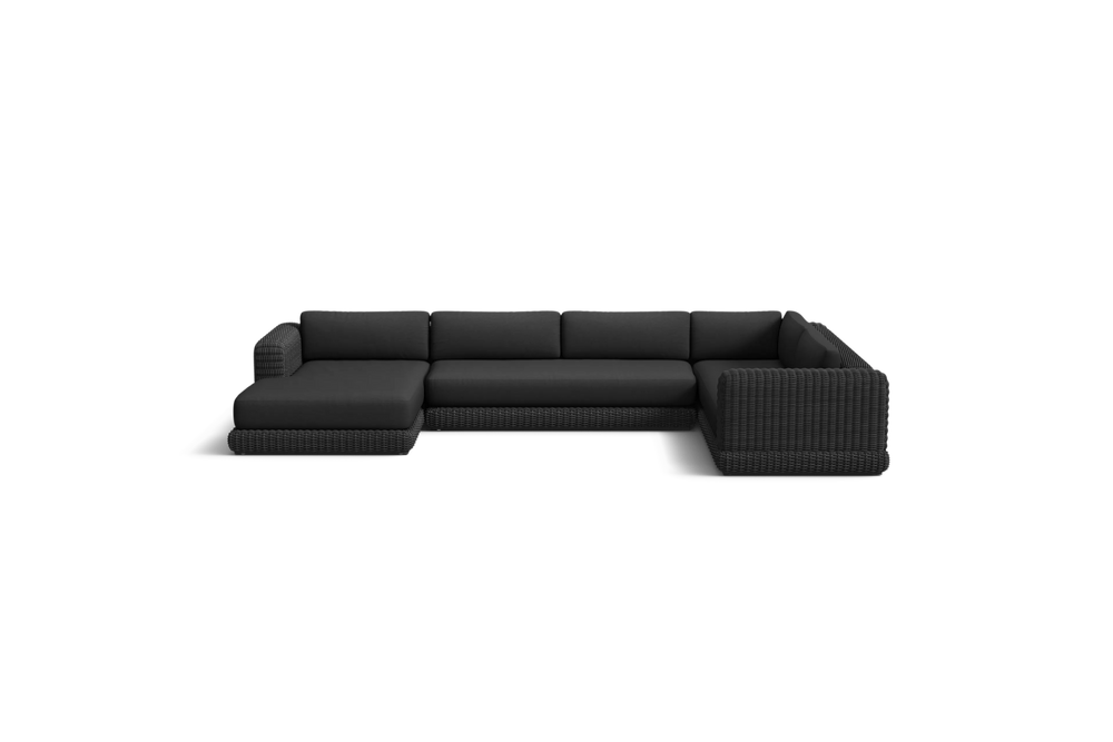 Roundabout Chaise Sectional, left-facing, in Charcoal, front view