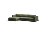 Roundabout Chaise Sofa, left-facing, in Olive, three-quarter view