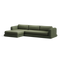 Roundabout Chaise Sofa, left-facing, in Olive, three-quarter view